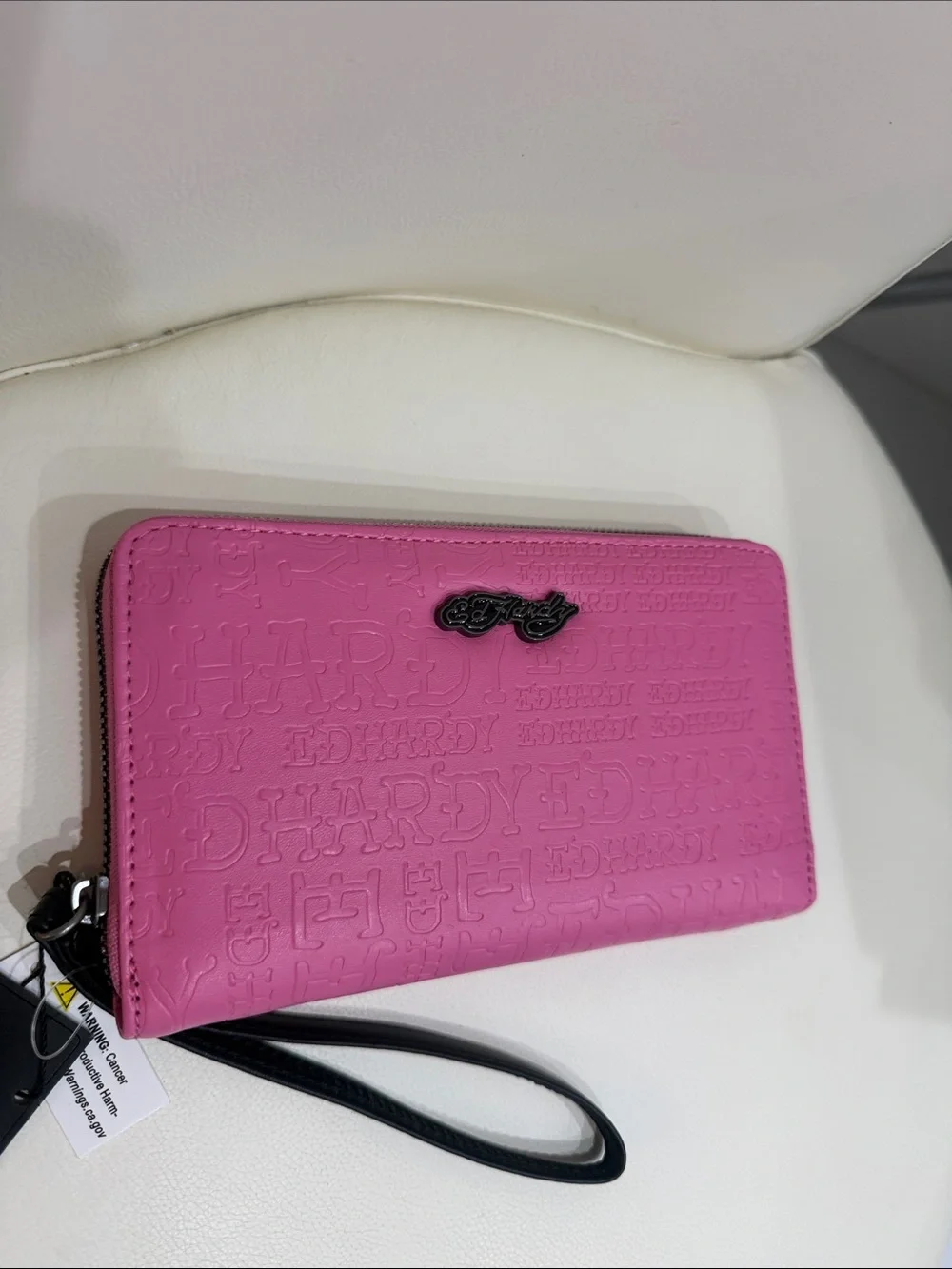 Ed Hardy Pink & Black Zip-Around Wristlet Wallet